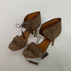 Ralph Lauren Jersey Suede Sandal with Tassel Ties